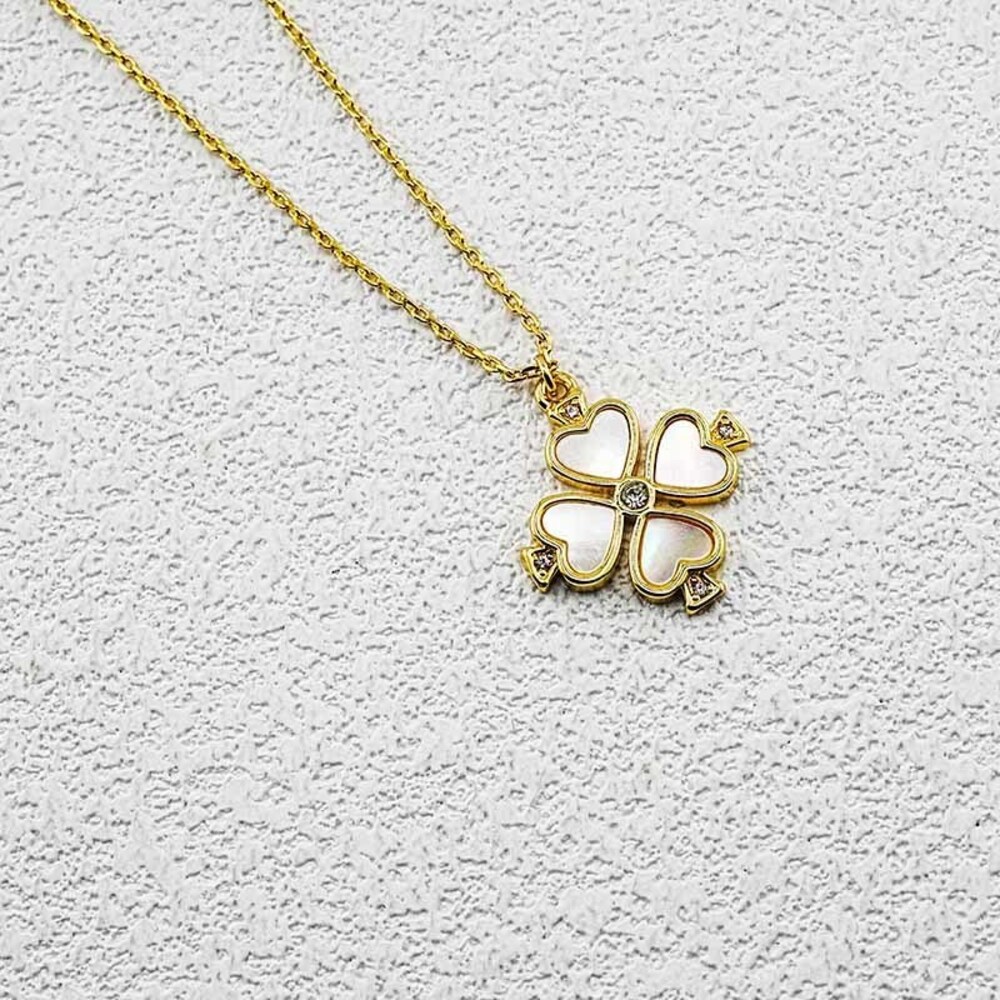 kate spade Gold Mother-of-Pearl Four-Leaf Clover Pendant Necklace